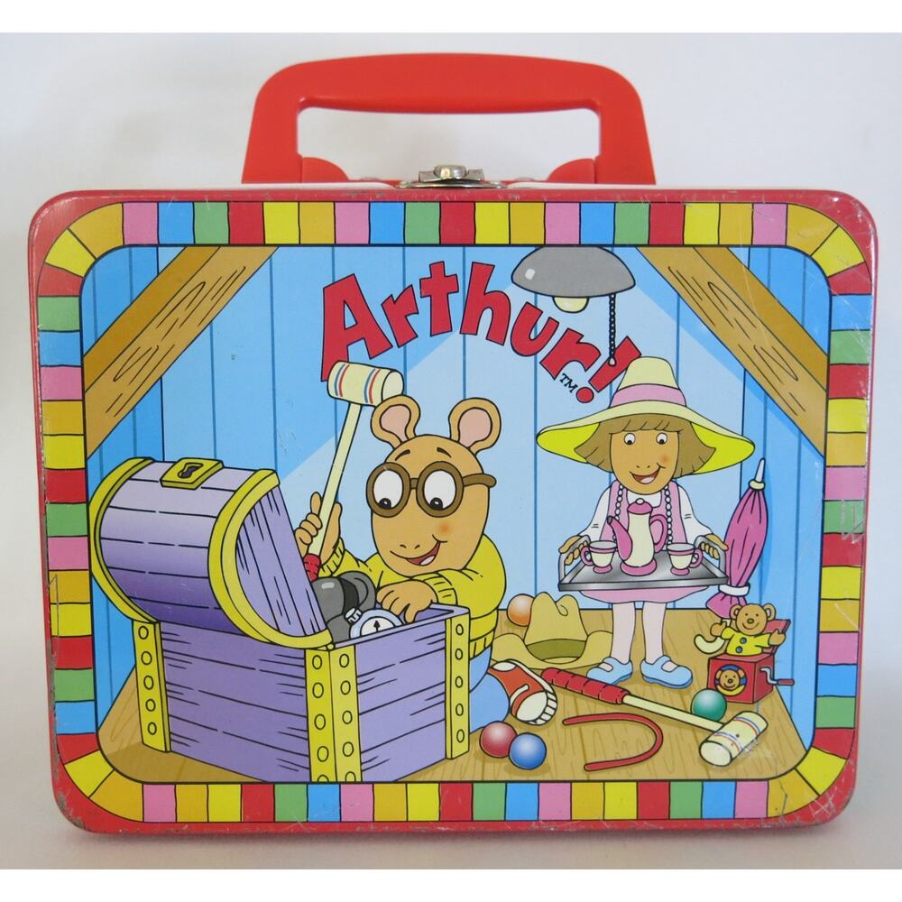 Arthur PBS Kids Vintage Lunch Box Metal Marc Brown Schylling Handle 1997 Cartoon